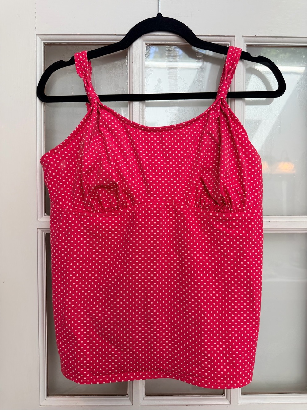 Lands’ End Barbie Pink Polka Dot Underwire Tankini Swimsuit Top Plus Size 18